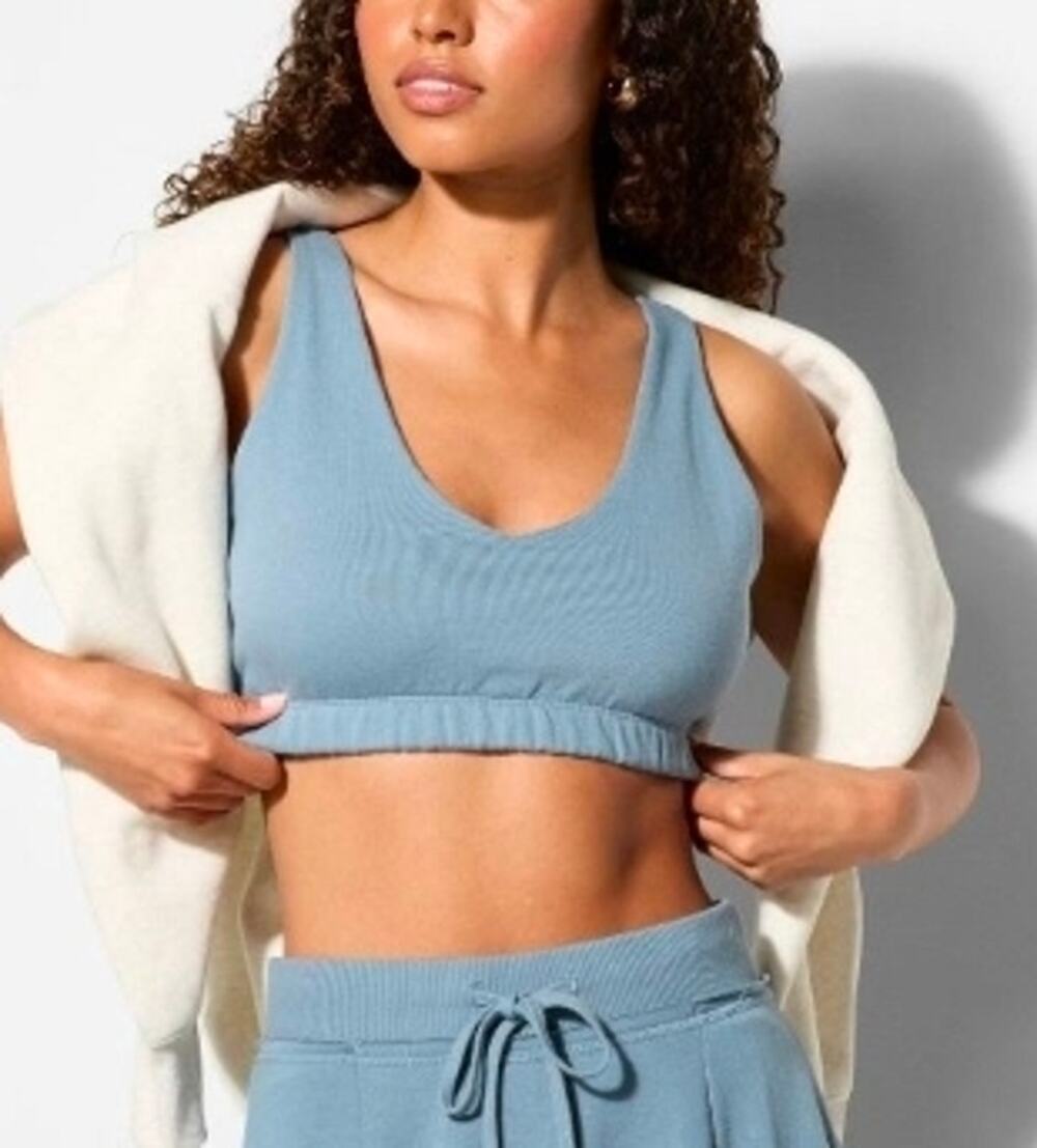 Wild Fable Women's French Terry Slim Fit Deep V-Neck Tank Top Slate Blue M